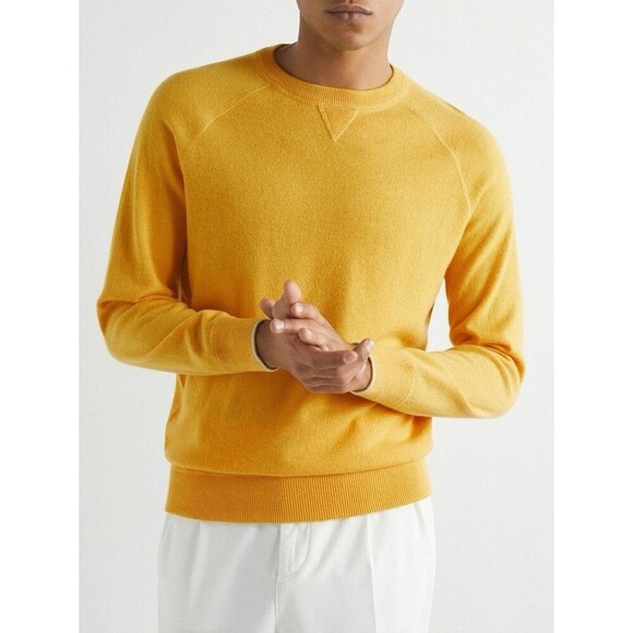 Brunello Cucinelli Men’s Cashmere Sweater Yellow Size IT 50 US 38 - Picture 13 of 16